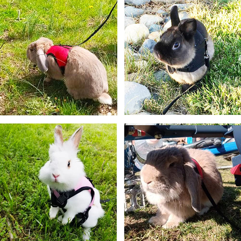 PETTOM Bunny Rabbit Guinea Pig Harness Stretchy Elastic Leash Cute Soft Mesh Small Pet Harness No Pull Comfort Outdoor Walking Jogging Padded Vest for Ferret Guinea Pig (Pink,L) L(Chest:10.6-13.3 in) Pink