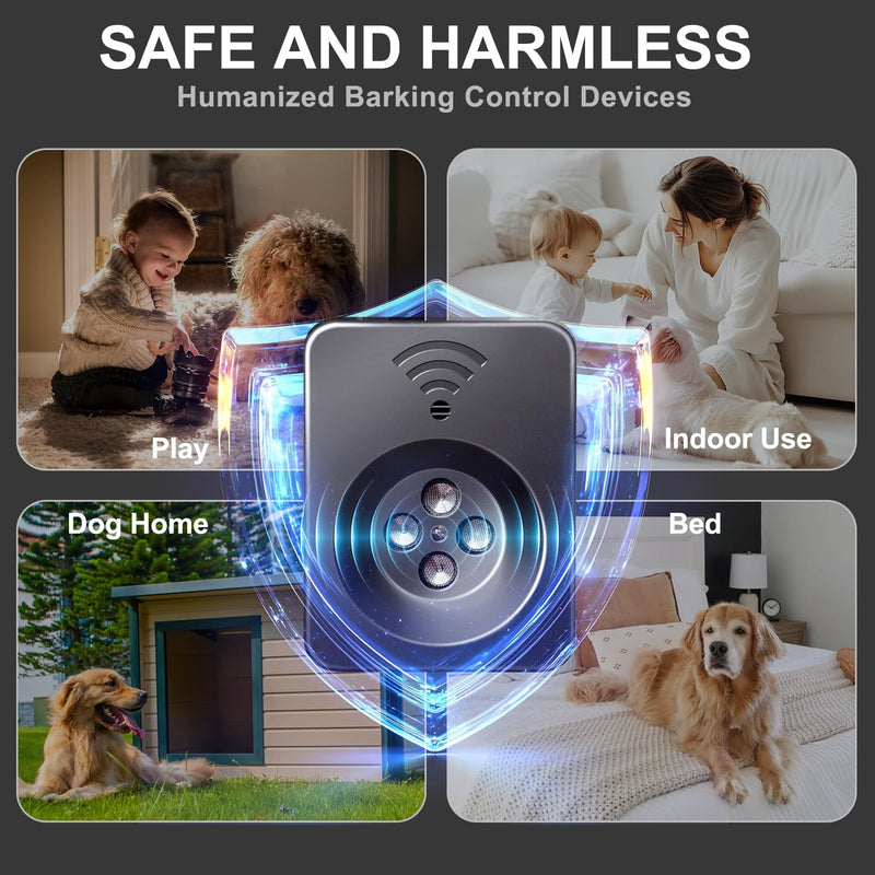 2026 Upgraded Ultrasonic Dog Bark Deterrent, Automatic Anti-Barking Device with 3 Modes, 50FT Long Range Rechargeable Bark Control for Indoor Outdoor Use, Safe for Small Large Dogs (Black) - PawsPlanet Australia