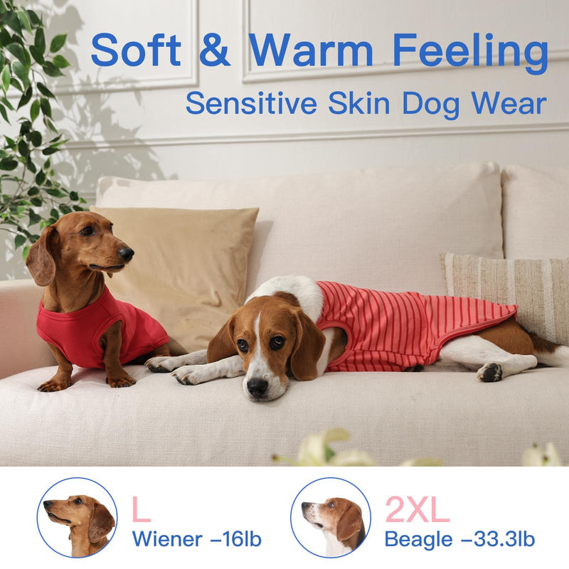 3 Pack Dog Fleece Sweaters -Red-XL, Soft Warm Tshirt | Lightweight Classic Striped Tank Top,Stretchy Vest Free Movement,Fall Strolls,Winter Warmth Red X-Large - PawsPlanet Australia