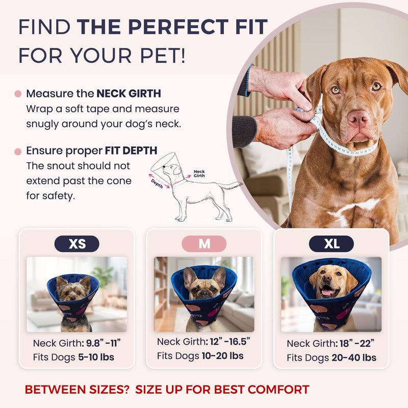 Dog Cone Collar for Dogs After Surgery – Soft Adjustable Recovery Cone to Stop Licking & Scratching – Comfortable E Collar Alternative for Wound Care, Neuter & Spay Recovery -Fits S, M, L Dogs 3XL (24"-28") (Depth 14")