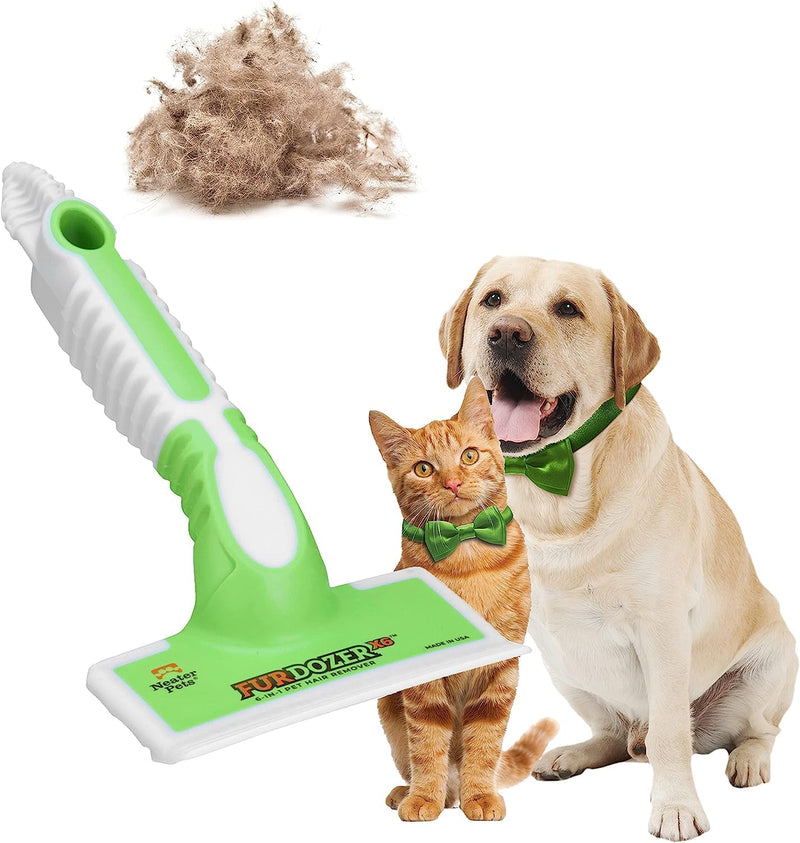 FurDozer X6 Pet Hair Remover & Auto Detailing Tool - Cat & Dog Hair Remover for Carpets, Car Interiors, Couches, Bedding, & Pet Furniture - Reusable Pet Hair Removal Tool for Cat and Dog Fur & Lint Green - PawsPlanet Australia