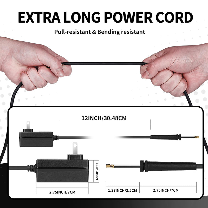 3 Packs Replacement Charging Cords Compatible with Andis Excel SMC Model Clippers, 12 Feet Long Power Cord for Pet Clipper, Black 3 Packs - PawsPlanet Australia