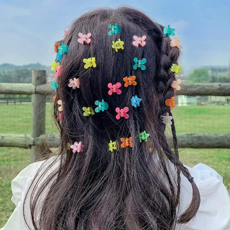 FZBNSRKO 100pcs Mini Hair Claw Clips Colorful Cartoon Animals/Vegetables/Flower Mini Hair Claw Clips Small Barrettes for Baby Girls Toddlers Teens Kids(Random Style)