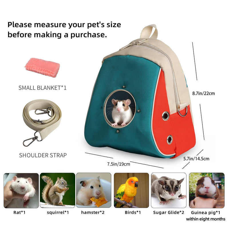 Small pet Carrier with Breathable Design Featuring Shoulder Straps and Panoramic Windows, Suitable for Hamsters, Rats, Squirrel, Sugar Gliders, Birds(Color Blocking) Color blocking - PawsPlanet Australia