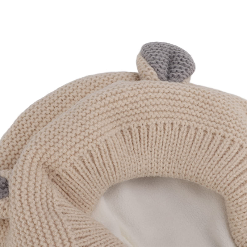 Tiiyee Quiet Ears for Dogs, Pet Ear Covers Hoodies Earmuffs Snood Noise Protection for 33-55lb Medium to Large Pets Knitted Fabric Hat Warm Winter Scarf Head Wrap Anti Anxiety Barking Headwear(Beige)