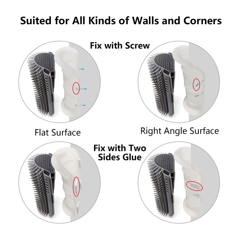 Extended (6.1") 2 Pack cat self groomer for Indoor cats cat face scratchers wall corner self grooming cat brush Cat Corner Scratcher Massage Combs for Long Short Fur Kitten (grey) grey - PawsPlanet Australia