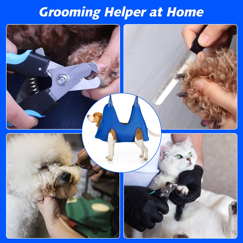 Pet Dog Grooming Hammock Harness for Medium Dogs Nail Trimming, Dog Sling for Cutting Nails, Dog Hanging Holder Hanger for Clipping Nails with Nail Clippers, Nail File, Scissors M for Medium Dogs 40LB Blue - PawsPlanet Australia