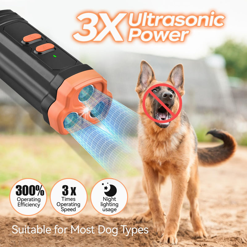 Dog Bark Deterrent Device 3X Ultrasonic Dog Bark Deterrent, 2500MAh Battery, 32FT Range, Rechargeable Anti Barking Device with Flashlight, Safe & Humane Dog Behavior Aids Indoor Outdoor Use - PawsPlanet Australia
