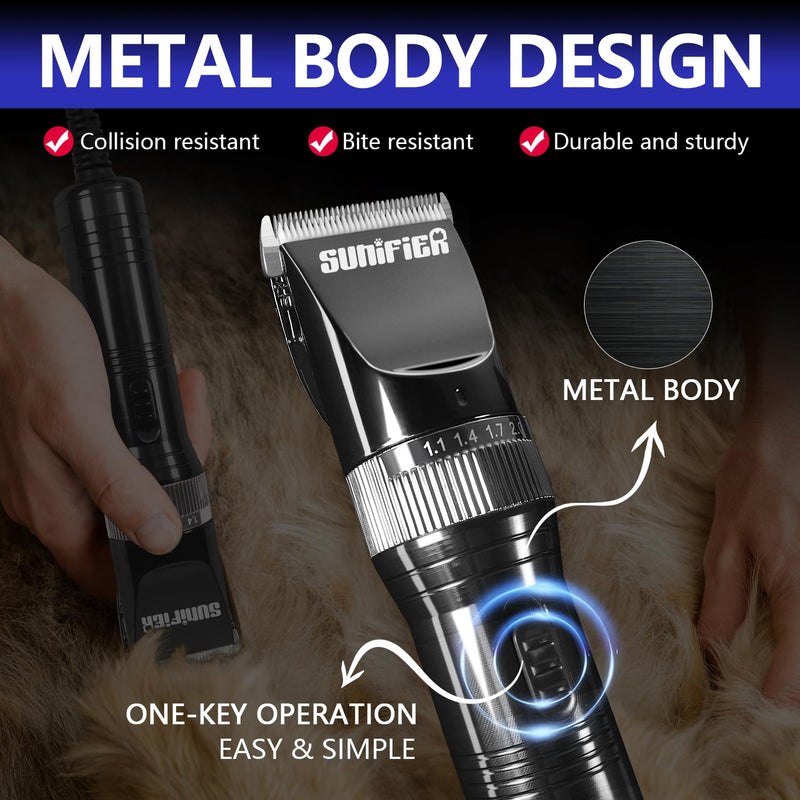 Professional Dog Grooming Clippers for Thick Coat - Dog Hair Trimmer for Grooming Kit- Sheep Shears for Thick Hair – Pet Grooming Clippers for Dogs, Cats, Sheeps, Horse (Black) Black - PawsPlanet Australia