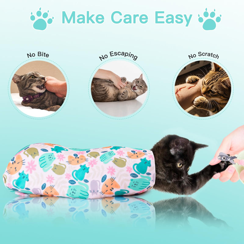21.7" Cat Grooming Wrap, Cat Wrap for Cutting Nails, Self-Adherent Fabric Wrap for Cats, Cat Burrito Wrap Anti-Scratch, Anti-Escape, Multifunctional Swaddle Wrap Pet Tool (Swan, Large) Swan Large (5lbs) - PawsPlanet Australia