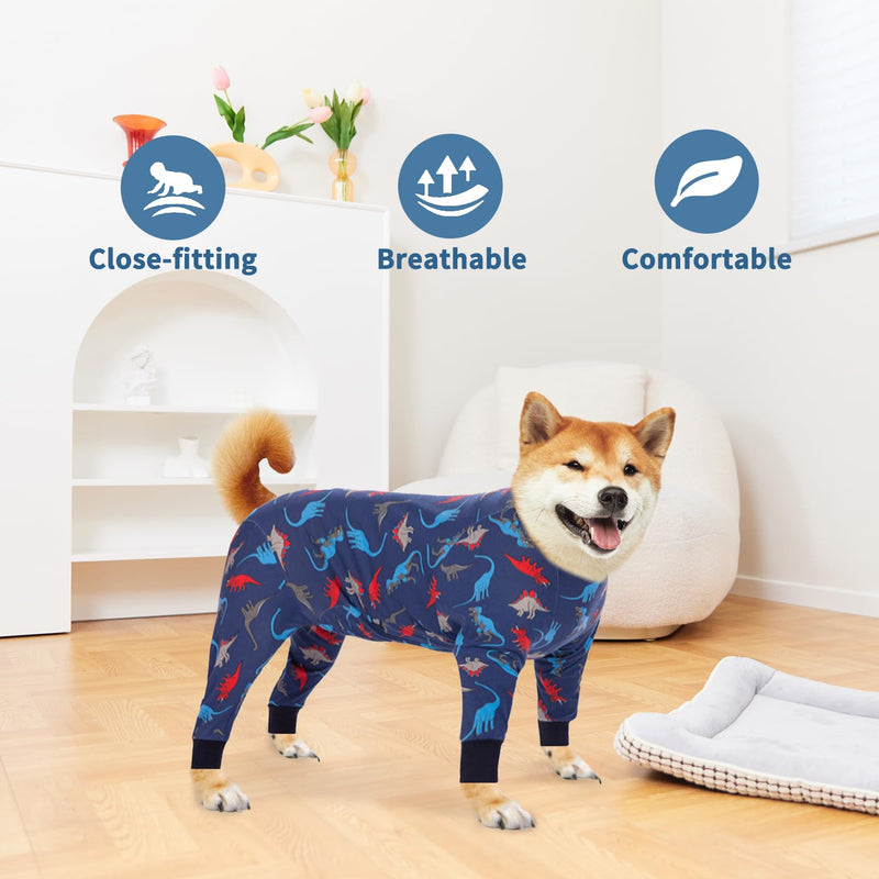 Dog Onesie After Surgery Recovery Suit Anti Shedding Bodysuit Wounds Female Male Dog Neuter Spay Onesie E-Collar & Cone Alternatives Postoperative Shirt Dog Pajamas(Large) Large - PawsPlanet Australia