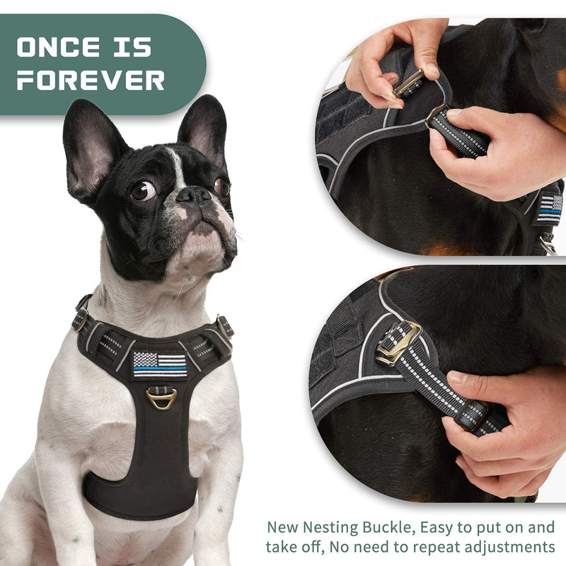 BUMBIN Tactical Dog Harness for Small Dogs No Pull, Famous TIK Tok No Pull Puppy Harness, Fit Smart Reflective Pet Walking Harness for Training, Adjustable Dog Vest Harness with Handle Black S S(Neck:13-16", Chest:15-23") - PawsPlanet Australia