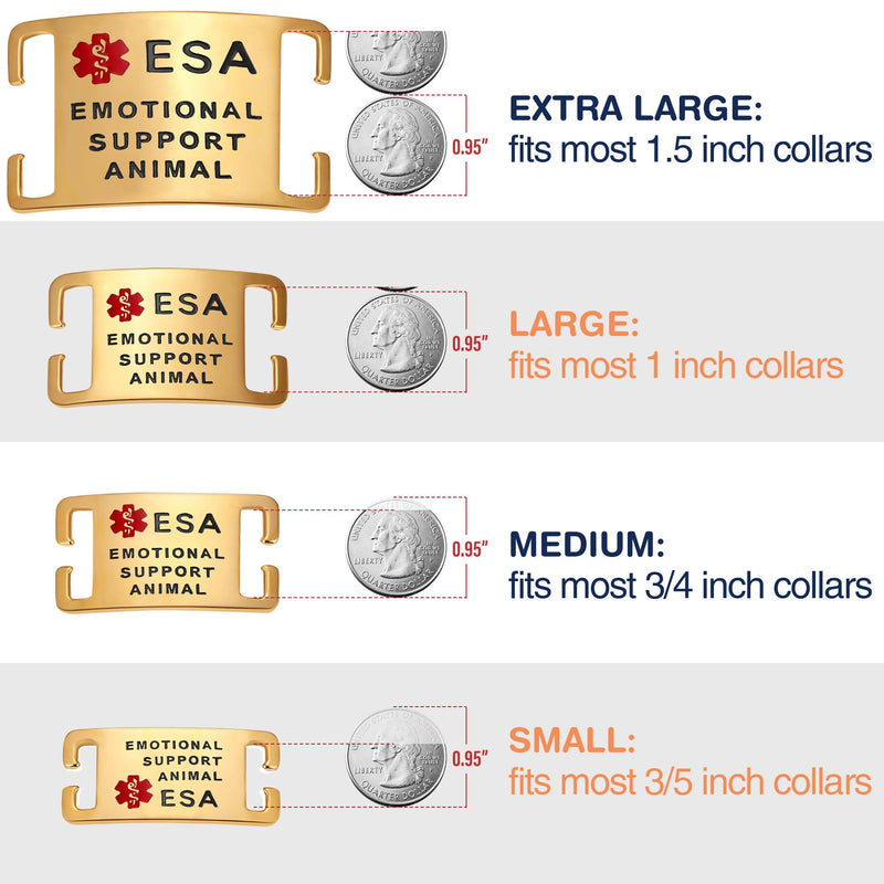 ESA Dog Tag – Surgical Steel, Non-Slip Grip, Deep Engraved & Hand Enamel ESA ID – Fits 1” Collar, Silent - Extra Large Slide-On ID Badge for Collar or Harness Slider: Large 1 inch collars Stainless Steel - PawsPlanet Australia