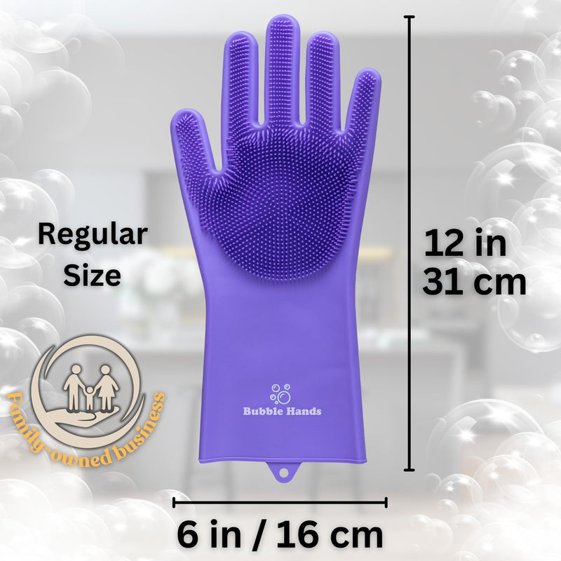 Dog Shampoo Gloves for Bathing – Silicone Dog Washing Gloves with Bristles – Pet Hair Removal Glove for Dogs & Cats – Puppy Essentials – Dog Grooming Supplies & Accessories – Shampoo Brush for Pets Purple