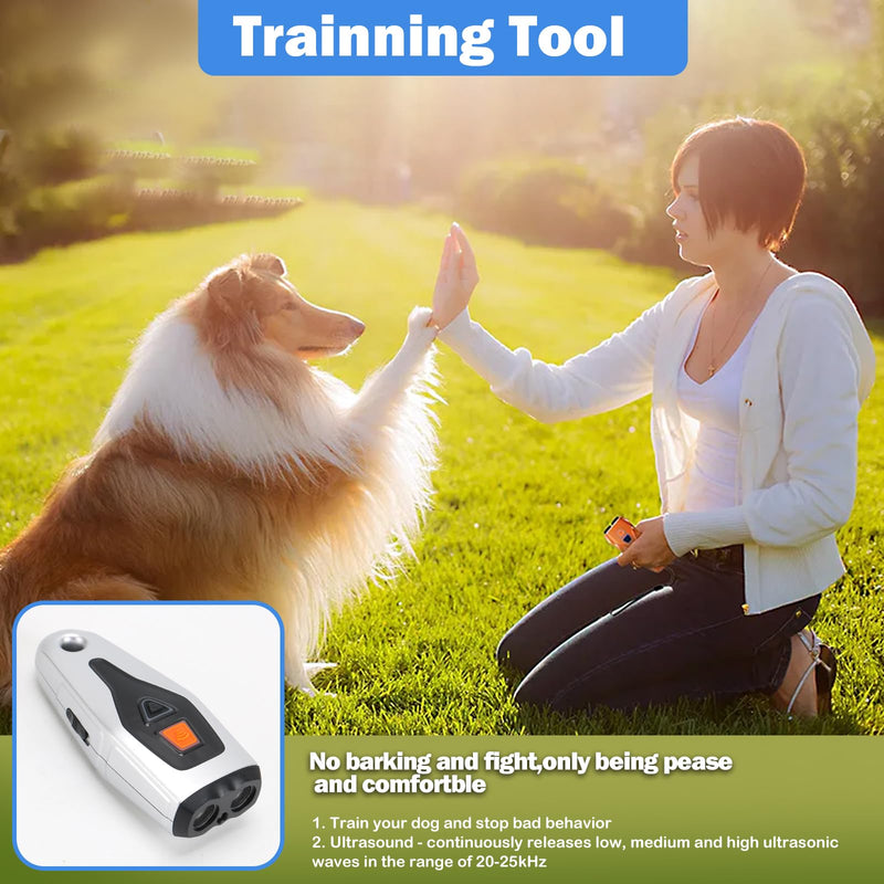 Dog Bark Deterrent Devices,3 in 1 Dual Sensor Anti Barking Device with Training/Deterrent Modes Dog Whistle to Stop Barking Ultrasonic Dog Barking Deterrent with LED Flashlight,Safe Dog Whistle - PawsPlanet Australia