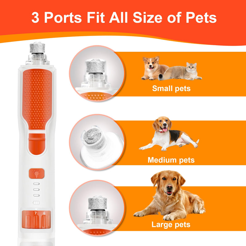 Dog Nail Grinder 7-Speed & 360° LED Light, Professional Pet Nail Grinder for Dogs and Cats, Electric Dog Nail Trimmer Painless Paws Grooming & Smoothing Tool for Large Small Dogs Cats Pets White - PawsPlanet Australia
