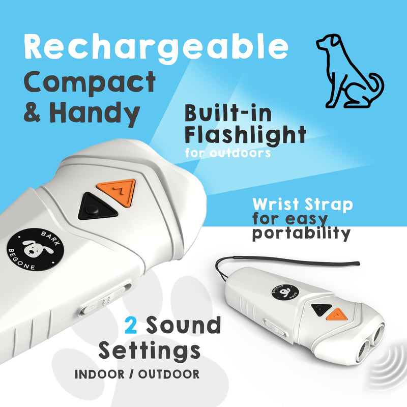 Ultrasonic Dog Bark Deterrent & Behavior Corrector - Stop Barking, Jumping, Aggression Without Yelling -Just Point & Press! Backed by Kevin Harrington from Shark Tank (White Rechargeable) White Rechargeable - PawsPlanet Australia
