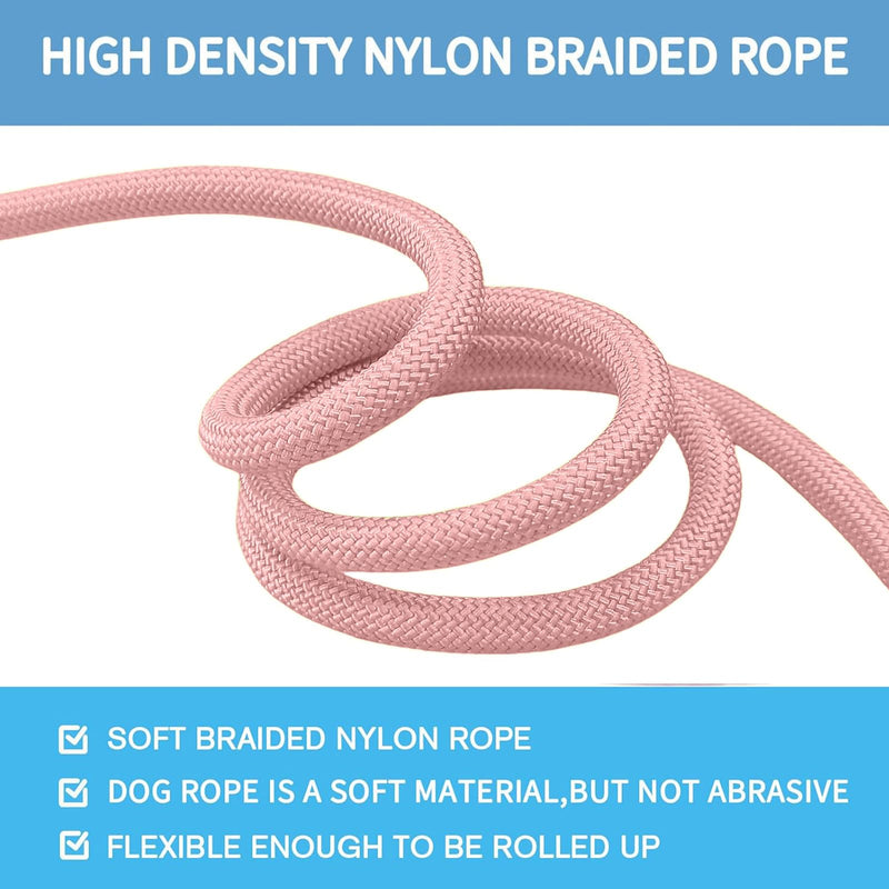 Durable Slip Lead - 5 FT Adjustable Dog Training Leash, Strong Nylon Rope Slip Leash for Large Medium Small Dogs (Pink) Pink - PawsPlanet Australia