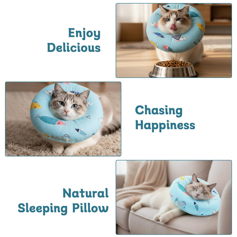 Waterproof Cat Collar Dirt-Repellent Cat Collar Protective Collar Adjustable Collar Soft Collar Cone After Surgery and Injuries for Puppies Dogs Recovery (Blue, M) blue