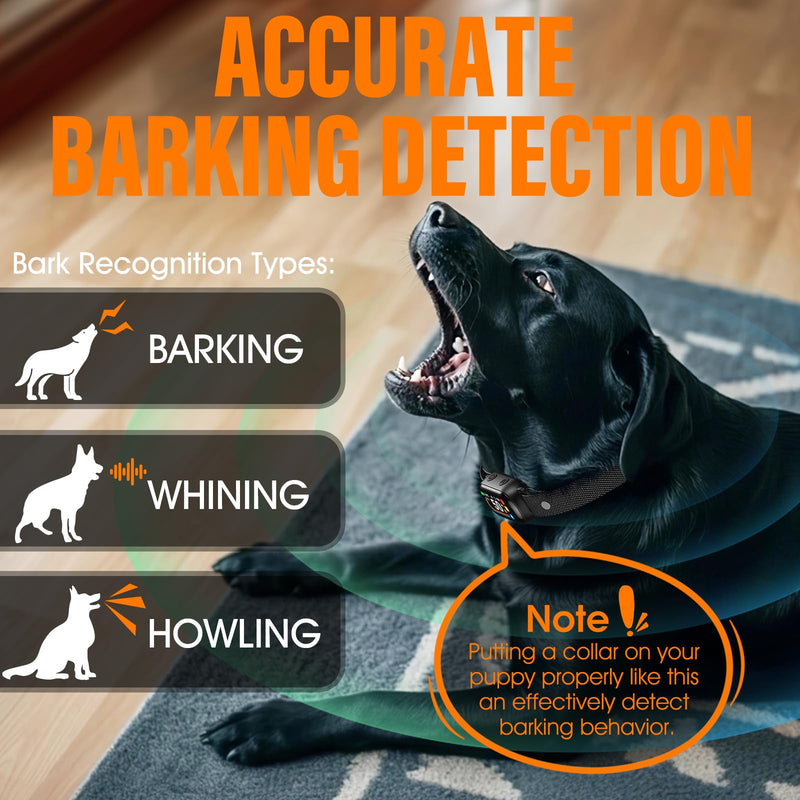 Smart Dog Bark Collar - for Small Medium Large Dogs 10-100lbs, Automatic Dog Training Collar to Decrease Barking, Anti Barking Device with 4 Training Modes, More 8 Sensitivity Levels, Black - PawsPlanet Australia