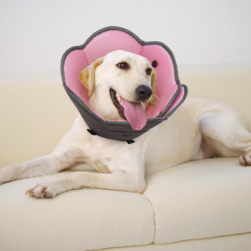 IECOii Soft Dog Cone, Soft Elizabethan Collar Anti Lick Dog Collar Pink S | Breathable Air Mesh|Covered Smooth Snap Buttons|Soft Rounded Edge|Stops Lick-Scratch Injury Cycle|Reusable Long-Term S---Neck:9.4-11.8in
