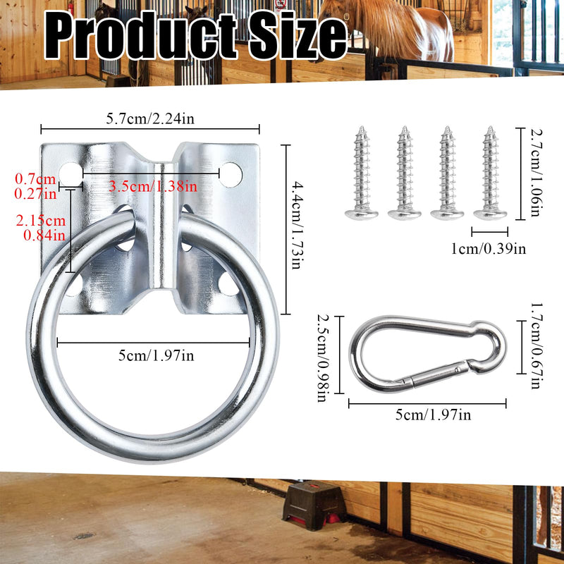 10 Pcs Cross Tie Ring for Horse, Horse Trailer Tie Ring with 10 Spring Snap Hook and 40 Screws, Horse Tie Down Ring Barn Supplies for for Horse Stall,Trailer, Barn, Racetrack, Horse Pasture - PawsPlanet Australia