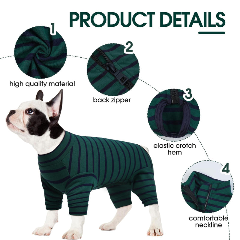 Kuoser Recovery Suit for Small Dogs After Surgery, Long Sleeve Dog Surgery Recovery Suit, Dog Onesie for Abdominal Wounds Skin Disease, Anti-Licking Pet Surgical Snugly Suit, Green S S (Back Length: 12.2'') - PawsPlanet Australia