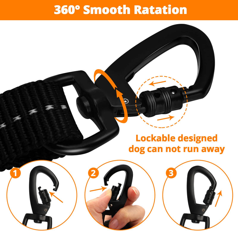 Rope Dog Leash 4 FT: Heavy Duty Leashes with Swivel Lockable Hook Reflective Threads Bungee and Padded Handle - Dog Lead for Large Small Medium Dogs Outside Walking Hiking Orange 4ft*1/2'' - PawsPlanet Australia