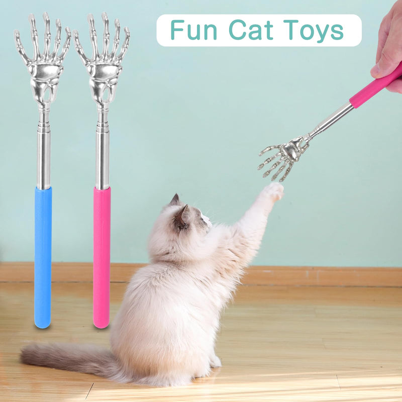 Interactive Cat Toys, Retractable Cat Teaser Wand Toys, Grooming Comb for Cats Dogs, Telescopic Play Toys for Indoor Cats Dogs Funny Kitten Toy, Pink