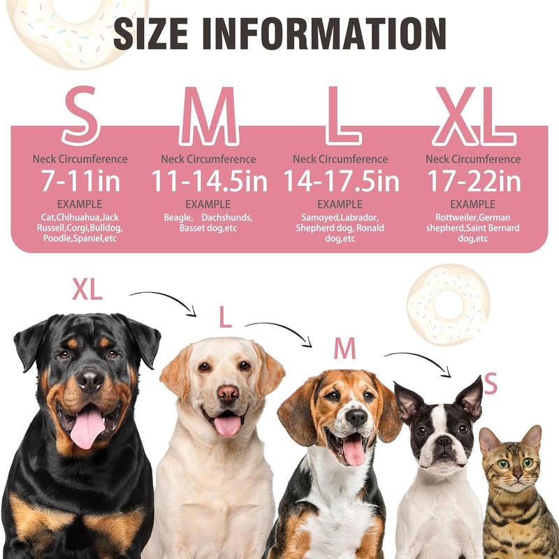 BINGPET Protective Dog Cone Collar,Soft Recovery Pet Cone for Dogs Cats,Washable Protective Recovery Collar for Large Medium Small Dogs,Inflatable Dog Cone,Adjustable Pet Recovery Cone After Surgery Donut Pink X-Large(Neck:17"-22") - PawsPlanet Australia
