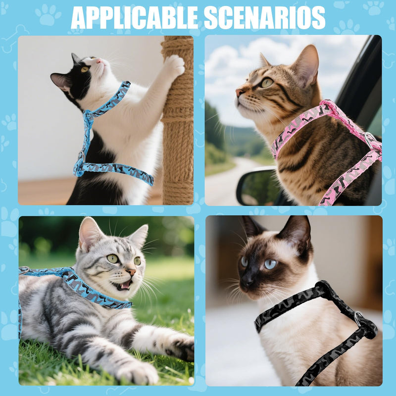 3PCS Cat Leash and Harness Set, Lightweight Cat Harness, Adjustable Escape Proof Kitten Walking Collar - PawsPlanet Australia