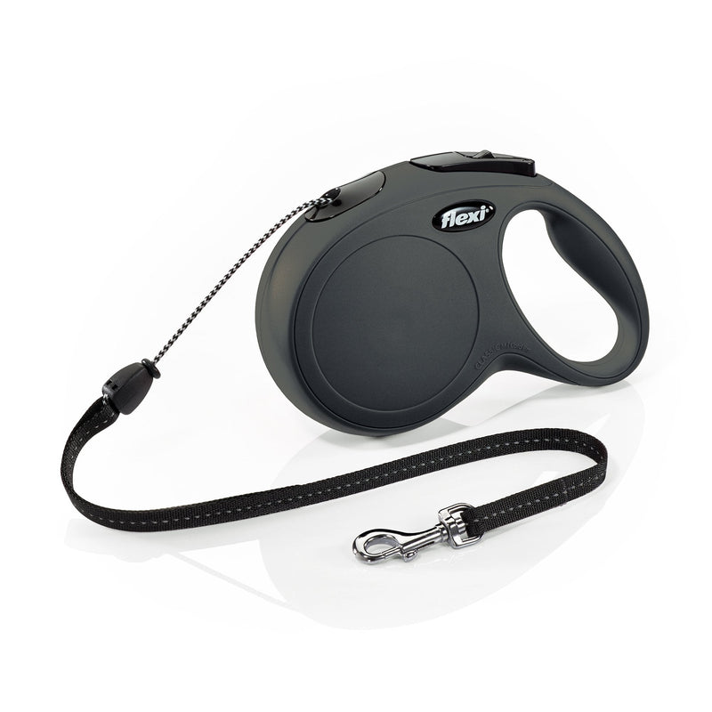FLEXI New Classic Retractable Dog Leash (Cord), 26 ft, Medium, Black - PawsPlanet Australia