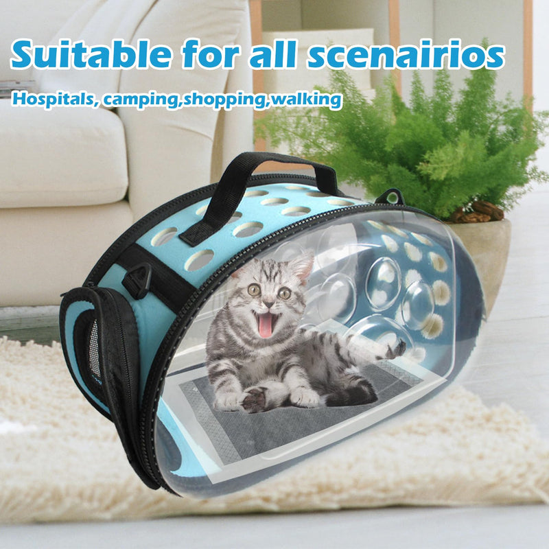 Carrier Bag for Guinea Pig,Portable Small Animal Carriers Pouch,Outgoing Rabbit Travel Carrying Case with 10PCS Disposable Underpads Breathable & Transparent for Hamster Bird Squirrel 【Blue】 - PawsPlanet Australia