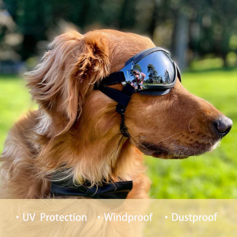 Dog Sunglasses for Large and Medium Breed, Dog Goggles for Large Dogs, Sun Protection, Windproof, Waterproof, Dustproof and Anti-Fog with Adjustable Strap for Driving, Motorcycle, Surfing - PawsPlanet Australia