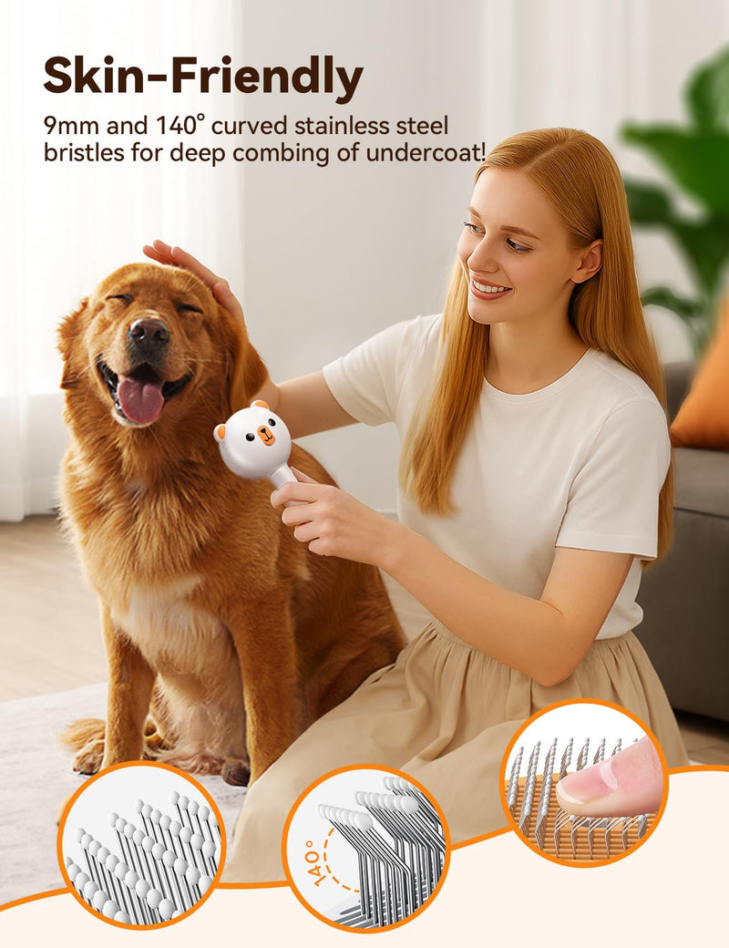 Pet Steam Brush for Dogs & Cats , Brushes for Indoor Cats with Release Button, Dual Speed Spray USB Rechargeable Grooming Supplies, Dog Brush for Shedding Suitable for All Long- and Short-haired Pets Orange