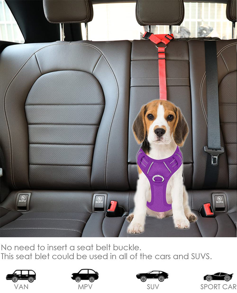Dog Cat Safety Seat Belt Strap Car Headrest Restraint Adjustable Nylon Fabric Dog Restraints Vehicle Seatbelts Harness (Yellow) Yellow No Elastic Bungee-2Pack - PawsPlanet Australia