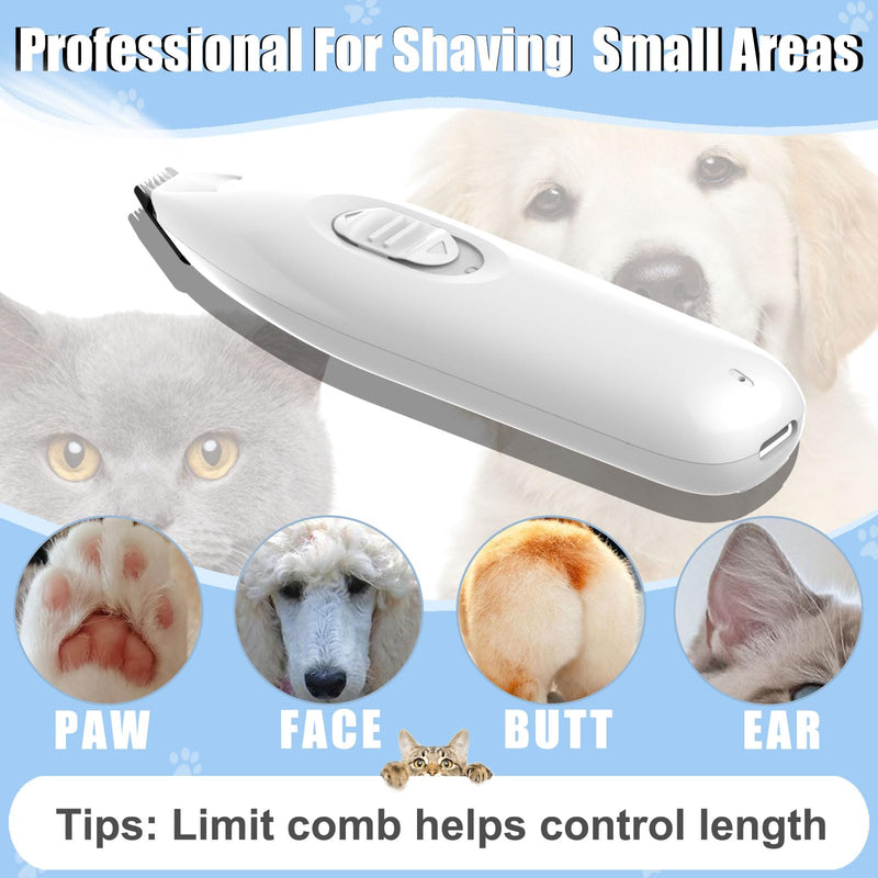 KIKETECH LED Dog Paw Trimmer - Cordless, Low Noise Dog Clippers for Grooming, Rechargeable Small Area Shaver for Clippers Cats, IvoryWhite - PawsPlanet Australia