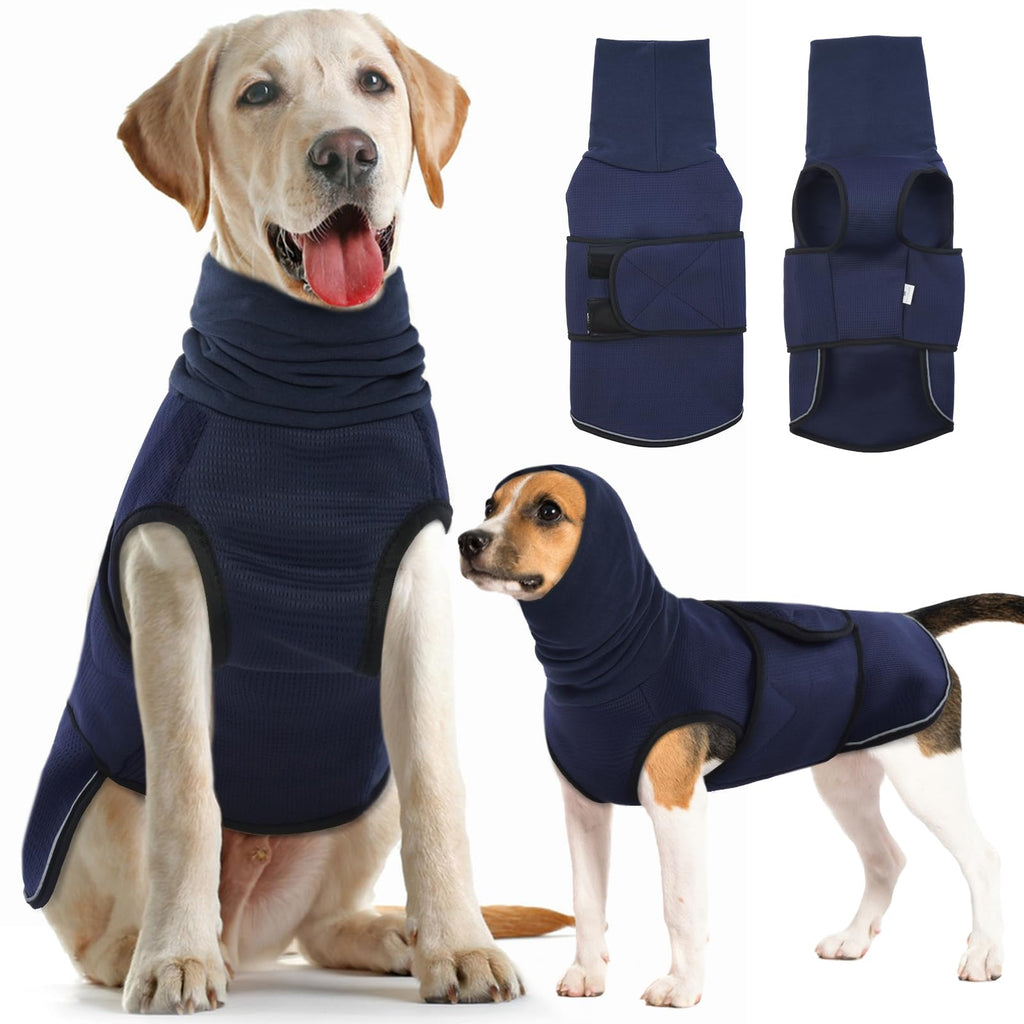 IDOMIK Dog Anxiety Calming Hoodie,Breathable Dog Anxiety Jacket Vest Coat for Thunderstorms, Fireworks, Vet Visits, Separation,Adjustable Dog Hoodies for Noise Block & Ear Protection Recovery,Blue,XS XS(Chest Girth:13"-17") Blue