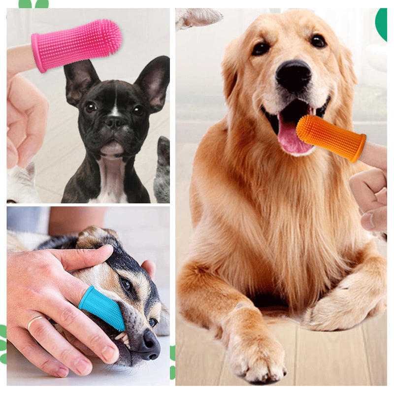 Pack of 16 Dog Toothbrush, 360º Dog Toothbrush, Finger Toothbrush, Cat, Silicone Pets Teeth Cleaning Toothbrush Kit for Dogs, Puppies, Cats & Small Pets Dental Care