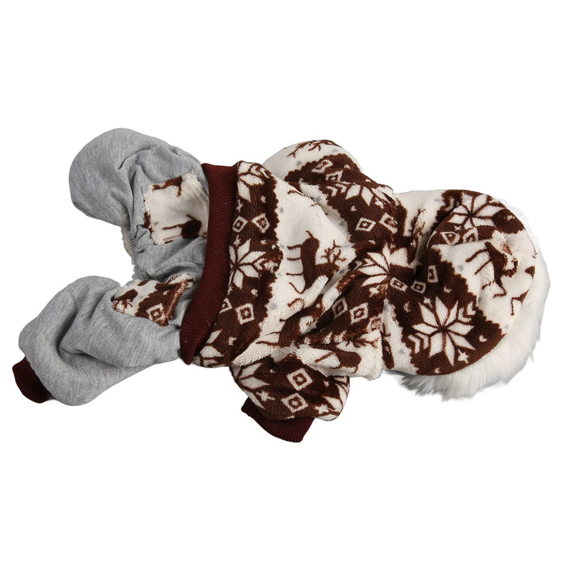 Christmas Dog Hooded Coat Thick Snowflake Elk Dog Winter Jacket for Small Medium Dogs (M)