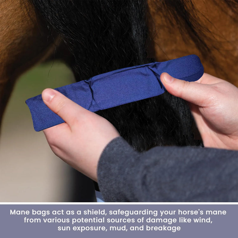 Ranch Hand Horse Mane Bags - Protect Horse's Mane from Wind, Sun, Mud, Preventing Tangles, Rubbing Out, and Breakage | Made with Lycra and Nylon (Dark Blue) Dark Blue - PawsPlanet Australia