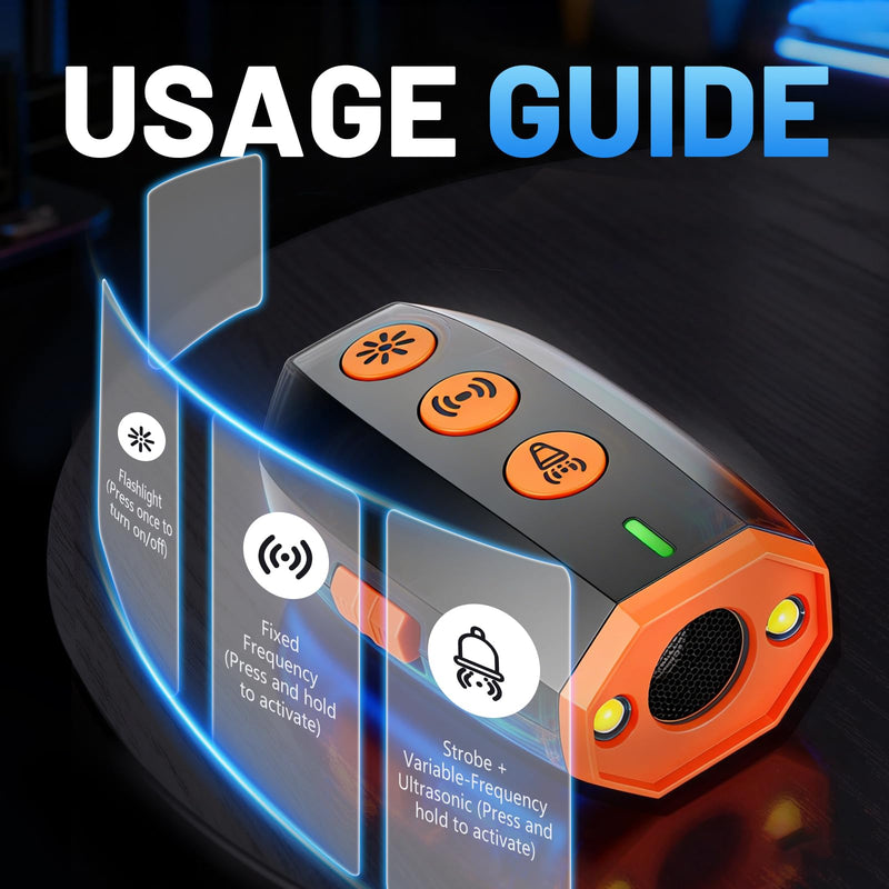 Mini Dog Bark Deterrent Device, Handheld Ultrasonic Bark Control with LED Light (Strobe & Flashlight Modes), Humane and Safe Training Tool, Up to 16.4 ft Range for Indoor & Outdoor Use