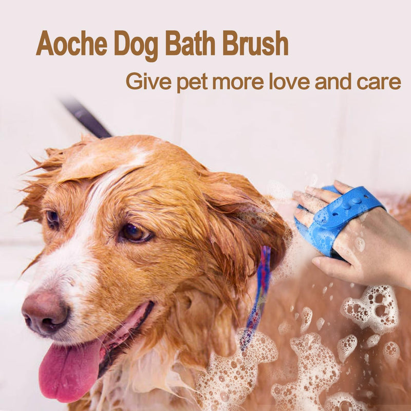 2Pack Dog Bath Brushes, Dog Grooming Brush Dog Bath Brush Scrubber Pet Shampoo Brush Soothing Massage Rubber Comb with Adjustable Ring Handle for Wet Dry Long Short Haired Dogs and Cats 2Pack Blue+green - PawsPlanet Australia