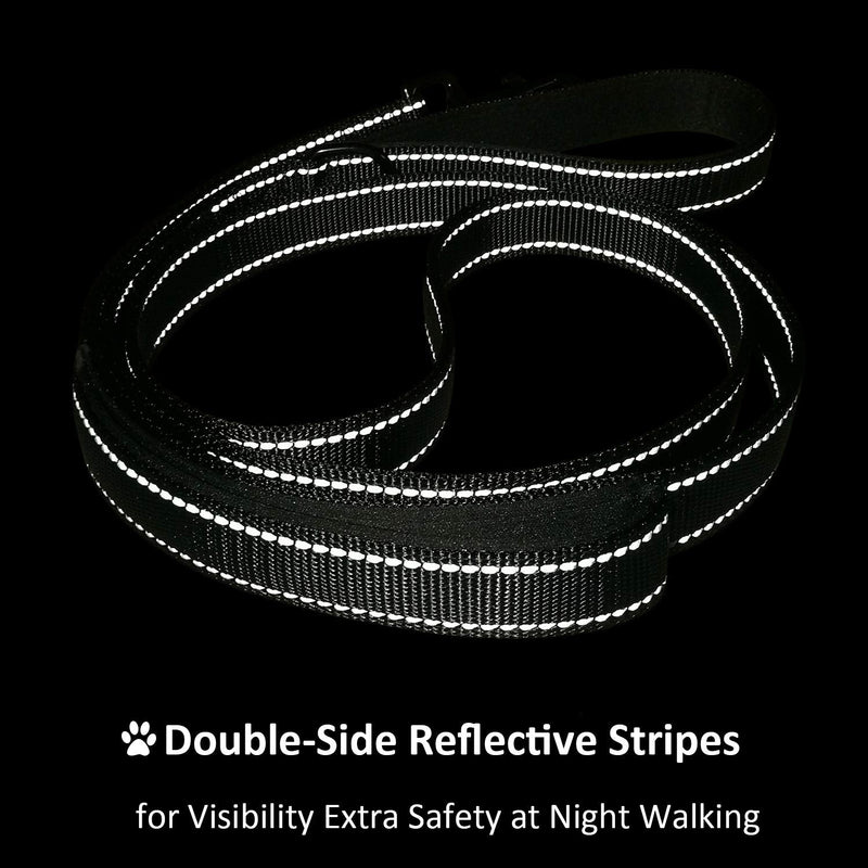 Dog Leash 6 Foot Long Traffic Padded Two Handle Heavy Duty Lead for Large or Medium Dogs Training Reflective Leashes (6 Foot, Pack of 1, Black) 6 Foot (Pack of 1) - PawsPlanet Australia