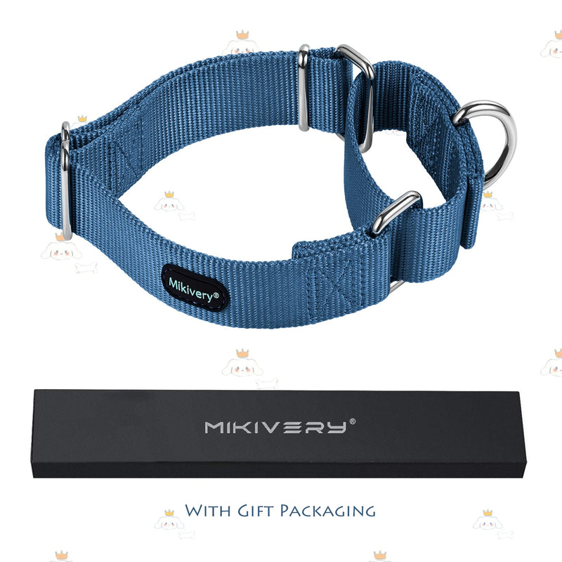 Mikivery Martingale Dog Collar Nylon Adjustable and Safety Training Colourful Comfortable Metal Buckle Pet Collars for Small Medium and Large Dogs(Haze,M) Haze M