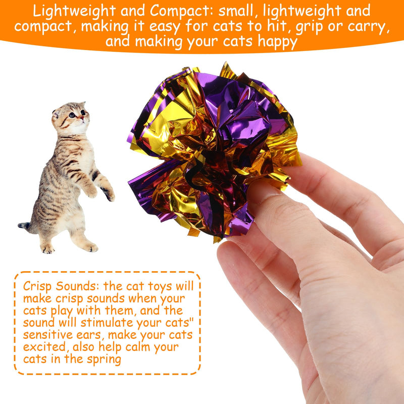 100PCS Crinkle Cat Toys, Colorful Polyester Film Crinkle Balls for Cats, 2.36 Inch Interactive Chew and Chase Cat Ball Toys for Kitten Exercise and Indoor Play - PawsPlanet Australia