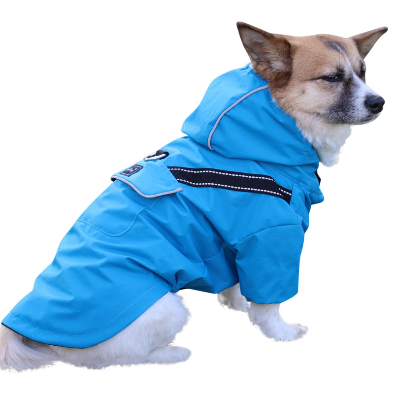 Premium Dog Raincoat with Hood for Medium Dogs,Outdoor Sports Waterproof Dog Rain Jacket,Puppy Raincoat with Pockets,Blue M Blue