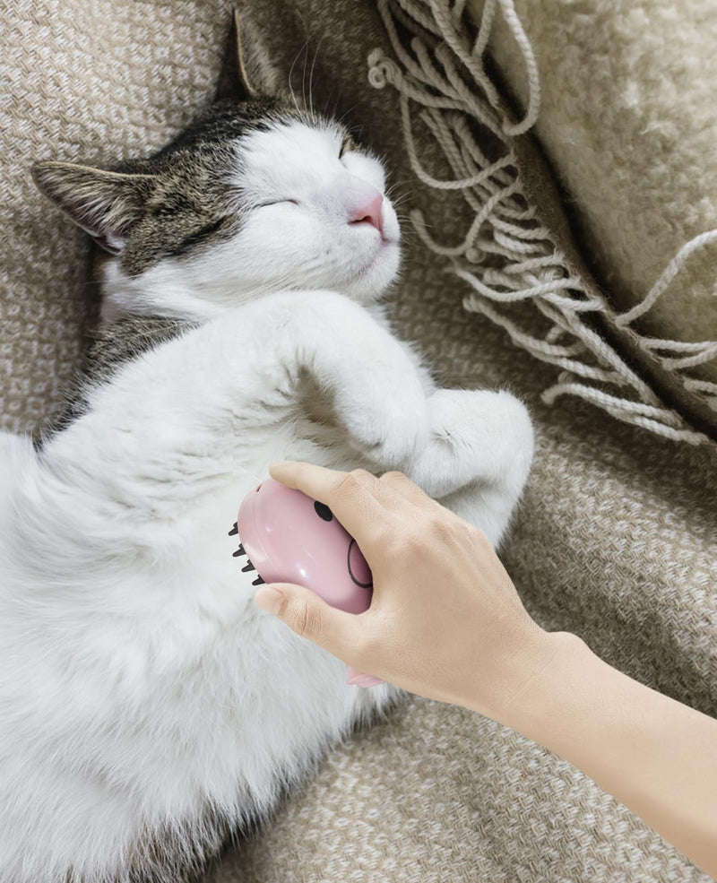 Cat Steam Brush for Shedding - 3 in 1 Steam Cat Brush for Grooming and Massage - Whales Shaped Cat Brush with Steam for Dogs, Removing Tangled and Loose Hair (Pink) - PawsPlanet Australia
