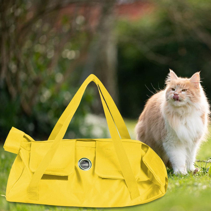 Cat grooming bag, nail trimming bag, cat restraint bag, carrier bag, breathable, durable nylon for bathing, ear cleaning, and fur care, yellow, 42cm x 25cm, M