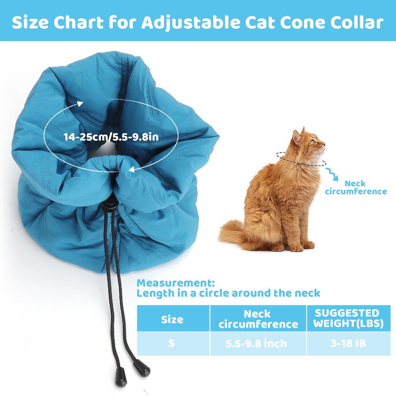 Elizabethan Collar for Cats - Soft & Adjustable, Prevents Licking Wounds, S (14-25 cm) - Includes Flea Comb for Cat Care